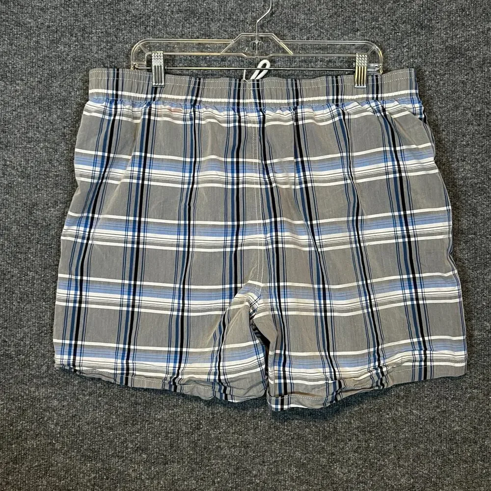 Lacoste Swim Trunks Mens XL Gray Blue Plaid Board Shorts‎ Croc Beach Surf
